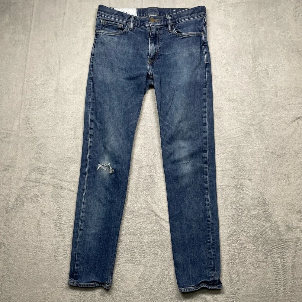 Banana Republic Slim Fit Jeans Mens 31x32 Blue Distressed Stretch Denim